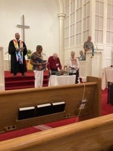 Rev. Ryan Henderson, Pat Burke, Chair Deacons, Ed Tucker, Jane Prime, Pete Williams